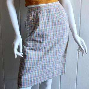 1980s Vintage Liz Claiborne Plaid Pencil Skirt